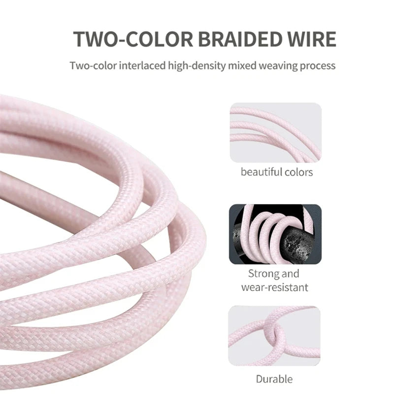 35W PD Fast Charging USB-C Cable – Nylon Braided Data Cord for iPhone & iPad