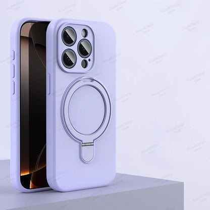 Magnetic Silicone Case with Kickstand for iPhone 11–14 Pro Max Plus