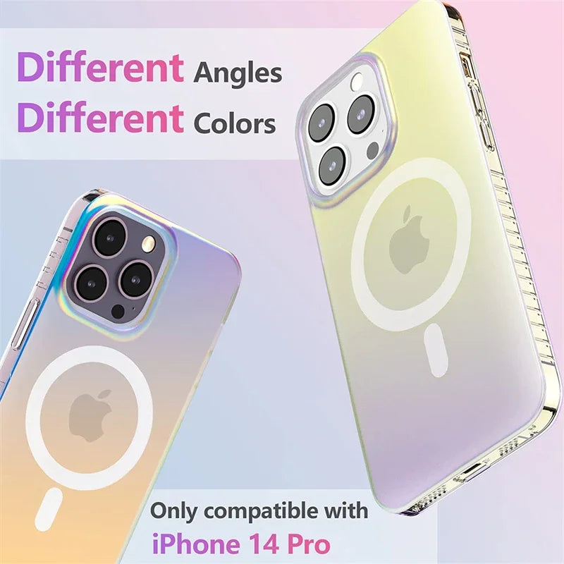 Magnetic Laser Gradient Case for iPhone 16 15 14 13 12 Pro Max