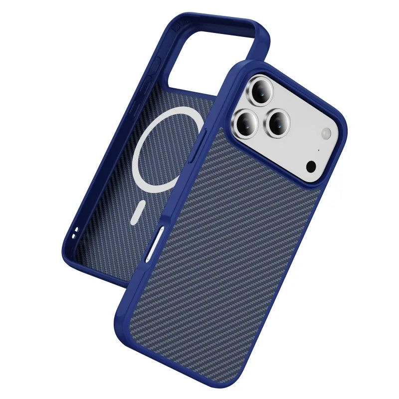 Carbon Fiber Magnetic Case for iPhone 17–12 | Hard PC Protective Cover