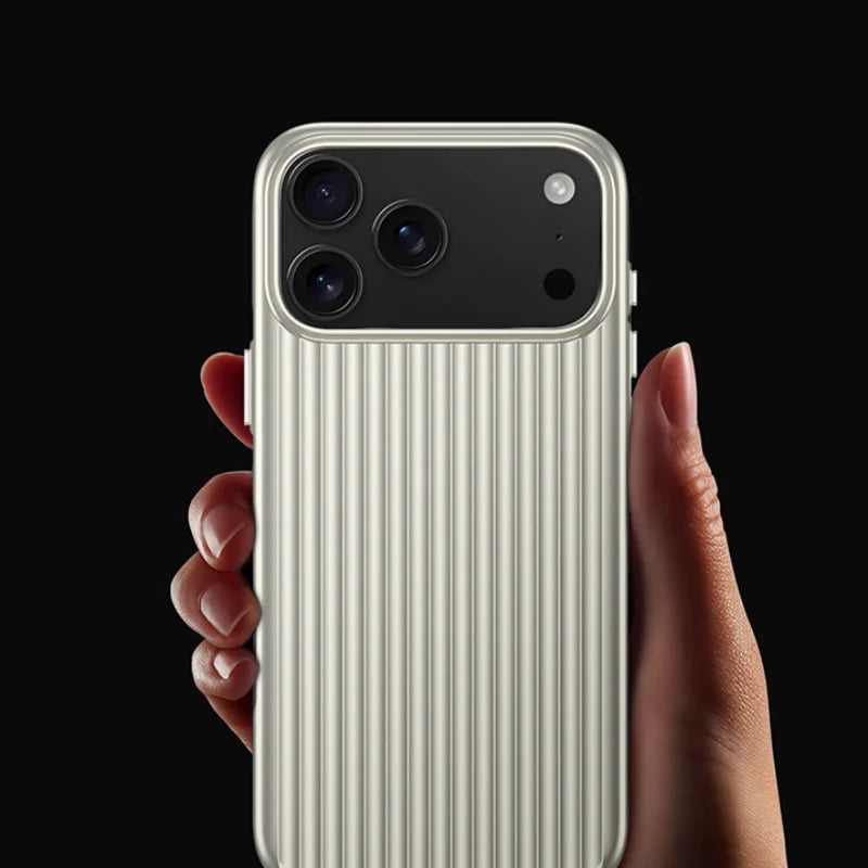 Stripes Metallic Armor Case for iPhone 13/14/15/16 Pro Max & 17 Air Slim Matte