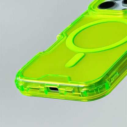 Neon Shockproof MagSafe Case for iPhone 11–16 Pro Max with Clear Back