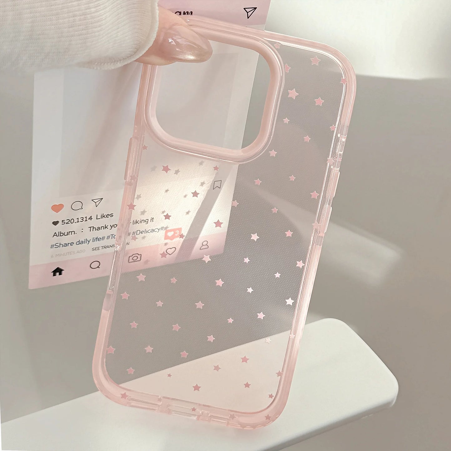 Korean Style Pink Stars MagSafe Case for iPhone 17 16 15 14 13 12 Pro Max