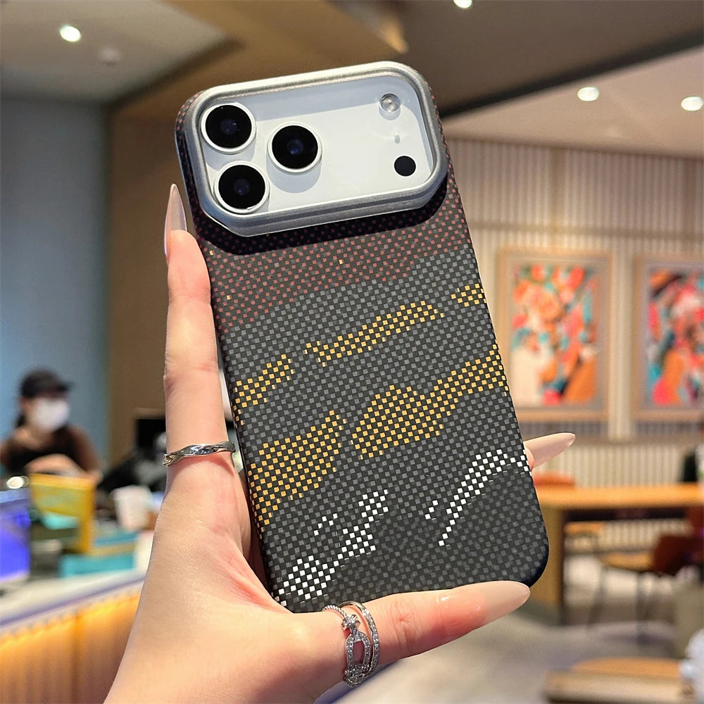 Colorful Carbon Fiber Matte Case for iPhone 17 Air 16 15 Plus Pro Max Slim Cover