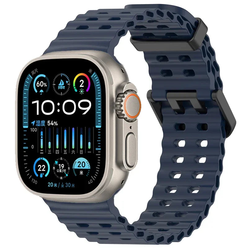 Sporty Ocean Silicone Band for Apple Watch Ultra & Series 4–10