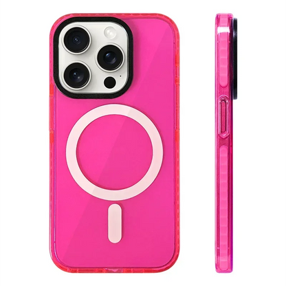 Transparent Neon MagSafe Phone Case for iPhone 16/15 Pro Max