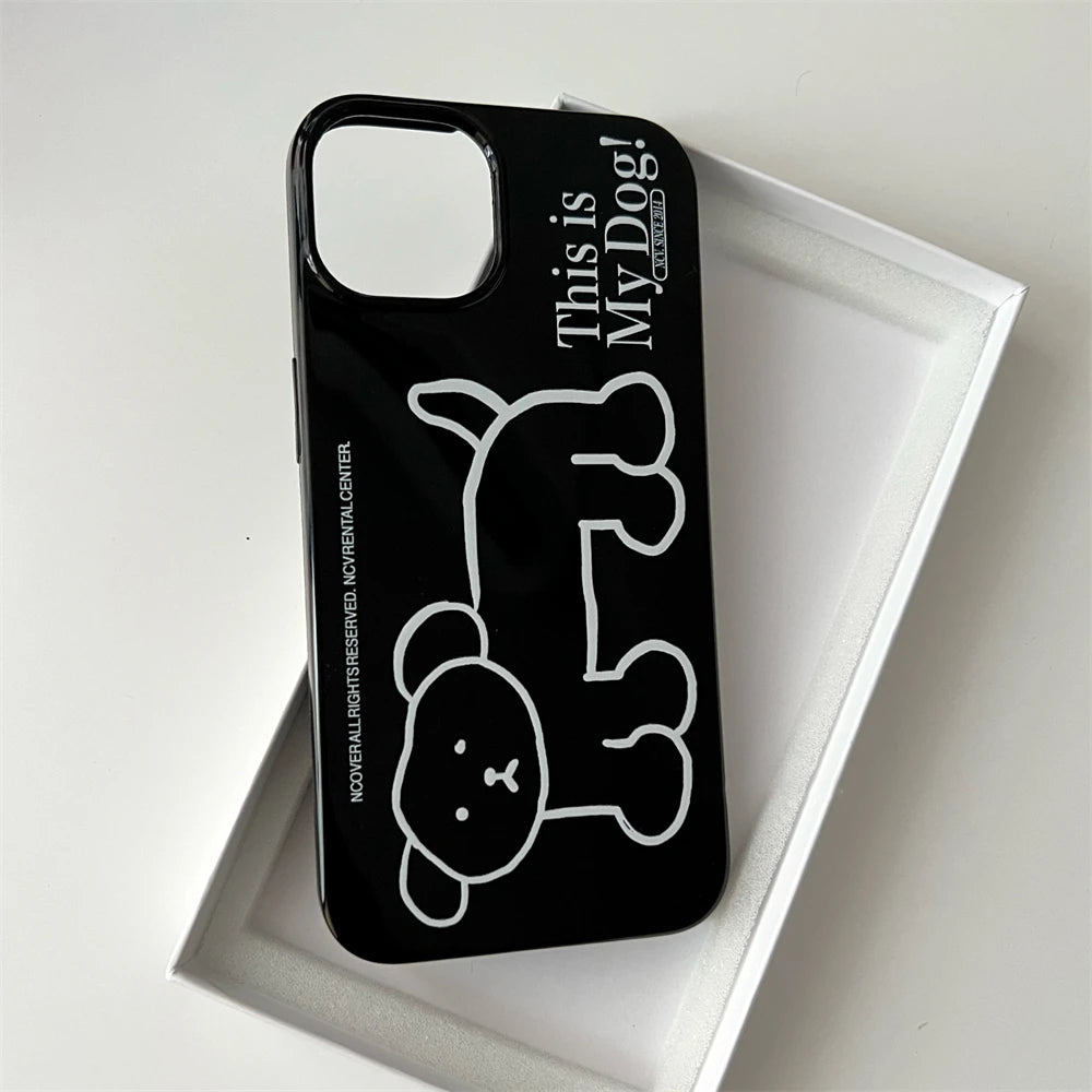 Creative Ins Korean Happy Puppy iPhone Case 11–16 Pro Max