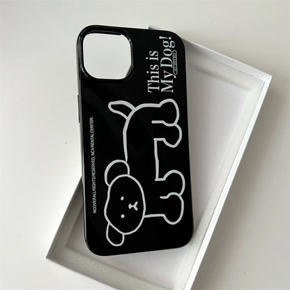 Creative Ins Korean Happy Puppy iPhone Case 11–16 Pro Max