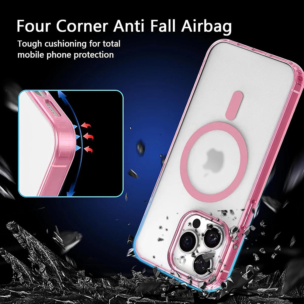 Strong Magnetic MagSafe Hybrid Case Matte Candy Colors for iPhone 11 to 16 Pro Max