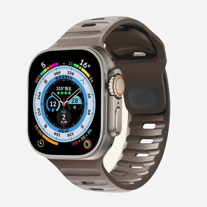 Durable and comfortable silicone strap compatible with Apple Watch Series 5–9 & Ultra.