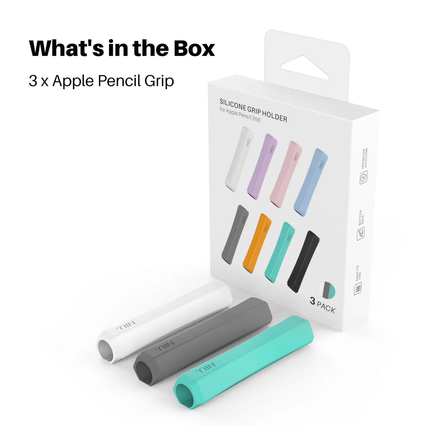 Non-Slip Silicone Pen Grip Cover for Apple Pencil 1/2/3 USB-C Models