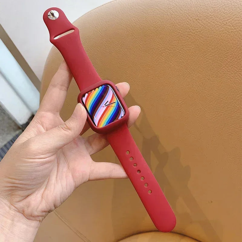 Shockproof Case with Silicone Sport Band for Apple Watch 42-45mm