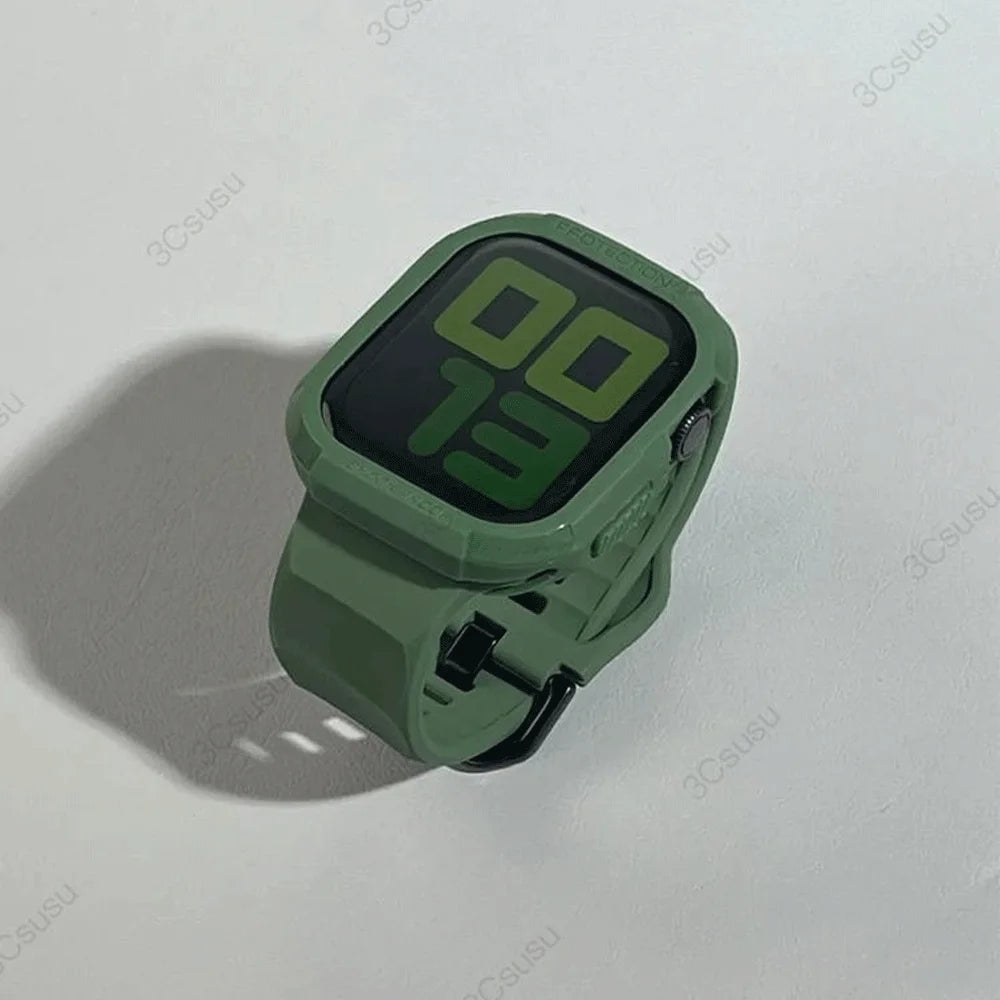 Silicone Case with Strap for Apple Watch 38–46mm Series Ultra 3–5