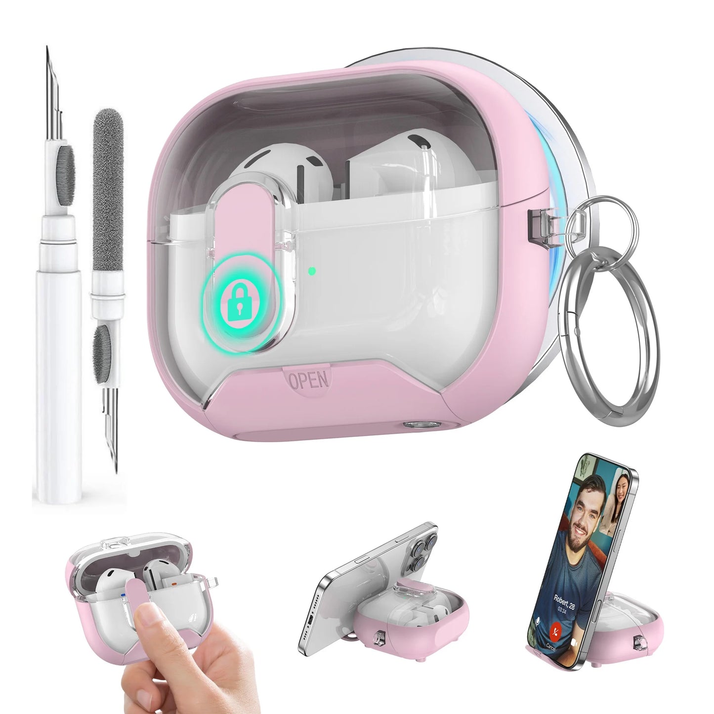 Secure Lock Case for Samsung Galaxy Buds 3 / 3Pro with Phone Stand