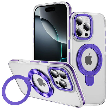 Clear Magnetic Stand Case for iPhone 17 16 15 14 13 12 11 Pro Max