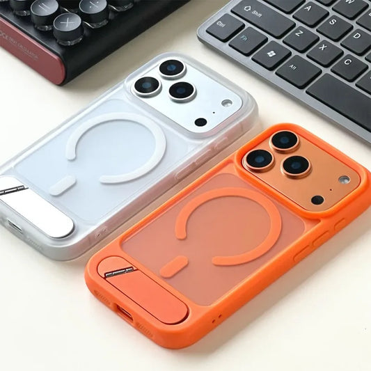 Foldable Bracket Matte MagSafe Stand Case For iPhone 17 16 15 14 13 12