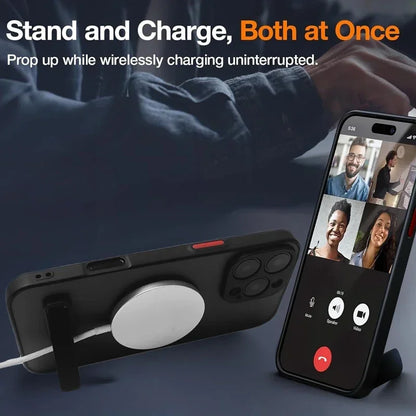 Magnetic Stand Case for iPhone 17 16 15 14 13 12 11 Pro Max Translucent Cover