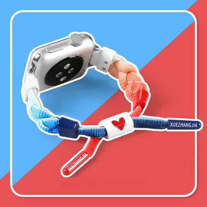 Nylon Woven Sport Strap for Apple Watch 38–45mm – Color Block Loop Band