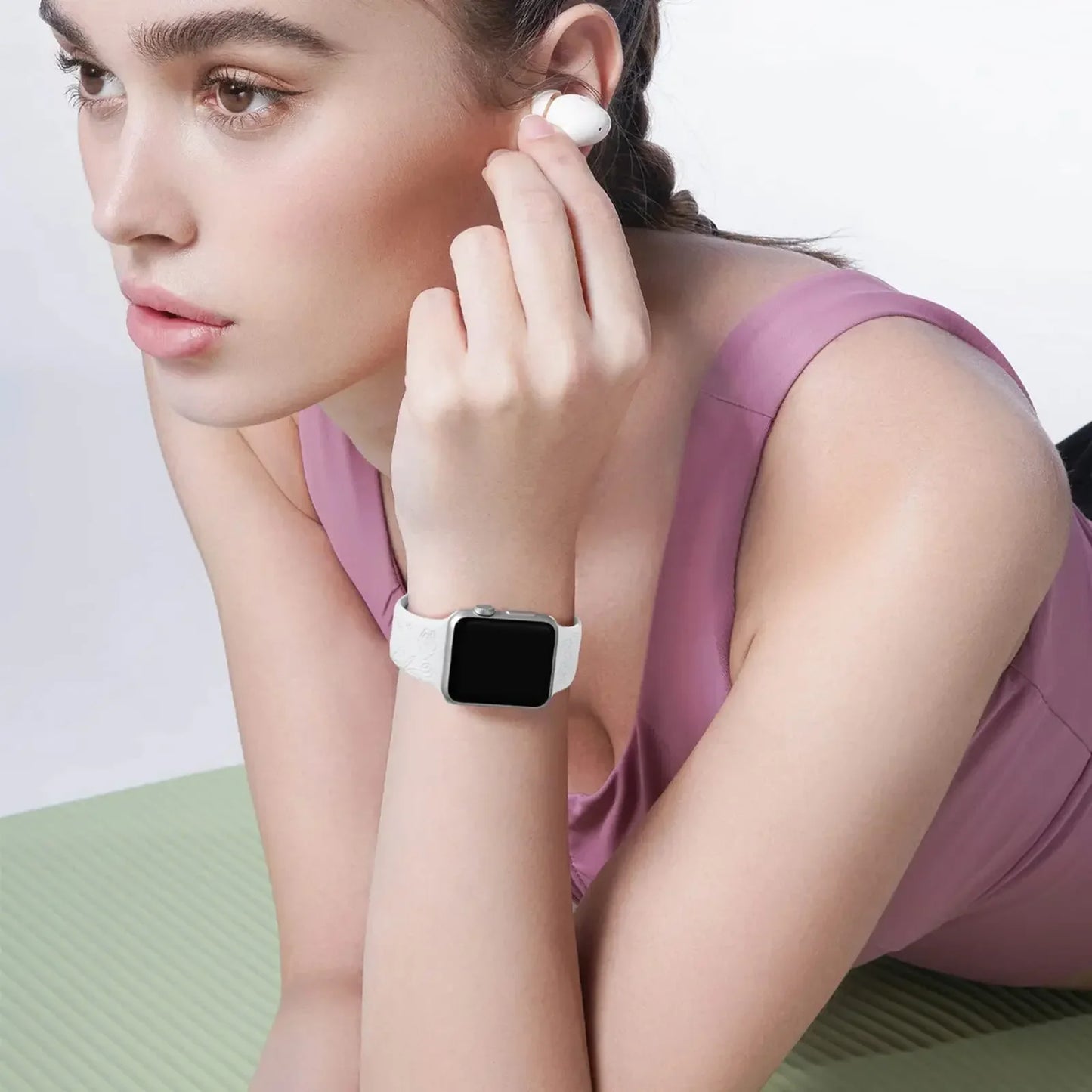 Engraved Silicone Solo Loop Band for Apple Watch Ultra, Series 9–1