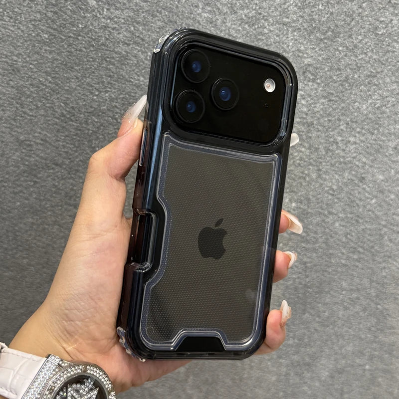3-in-1 Transparent Heavy Duty Armor Case for iPhone 17 16 15 14 13 12 Pro Max