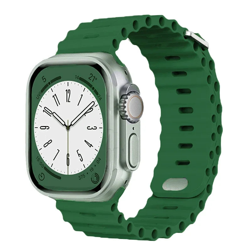 Ocean Strap for Apple Watch Ultra 2–3 SE | Silicone Sport Band 49–41mm