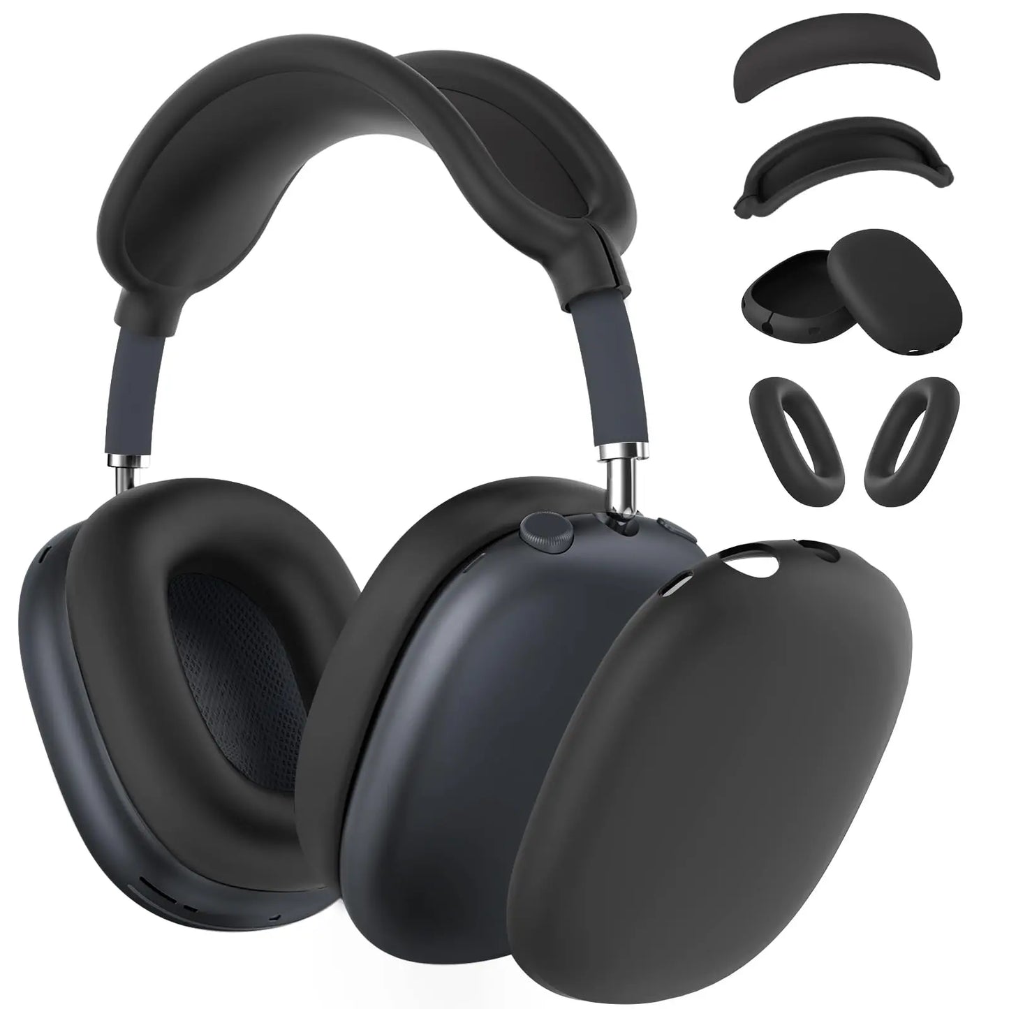 4-in-1 Silicone Case Set for AirPods Max Headphones – Black