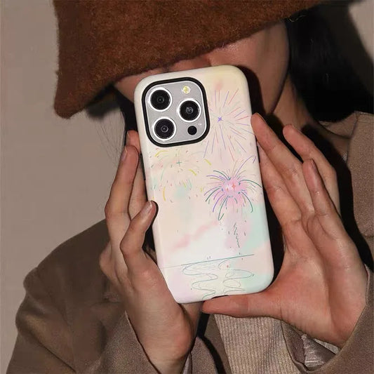 Pink Graffiti Fireworks Case for iPhone 16–11 | 2-in-1 Acrylic TPU Cover