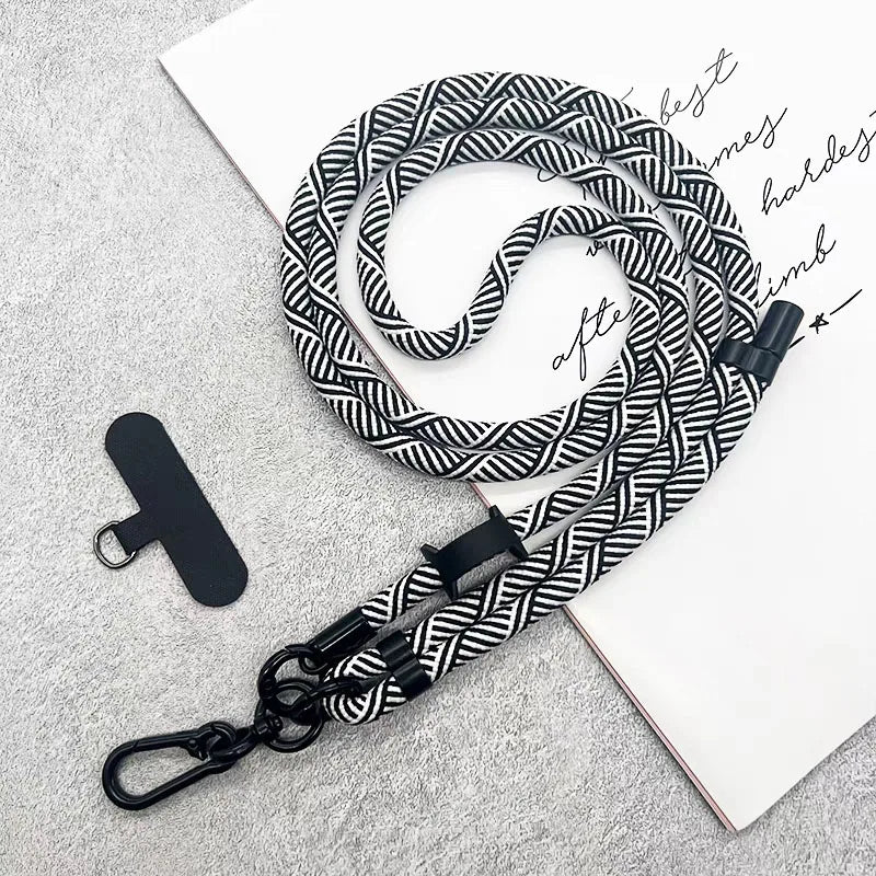 150cm Adjustable Crossbody Phone Lanyard Strap with Patch & Neck Rope
