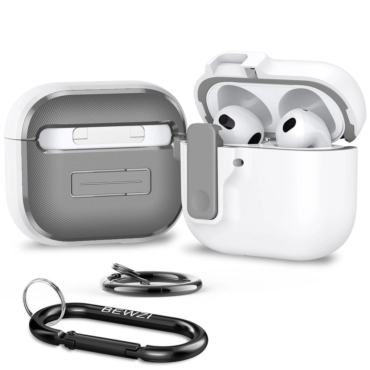 Protective Case for AirPods 4 with Pushbutton Switch and Magnetic Pop-Open Lid