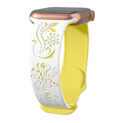 Flower Engraved Silicone Band for Apple Watch Ultra & Series 10–5 | 49–40mm