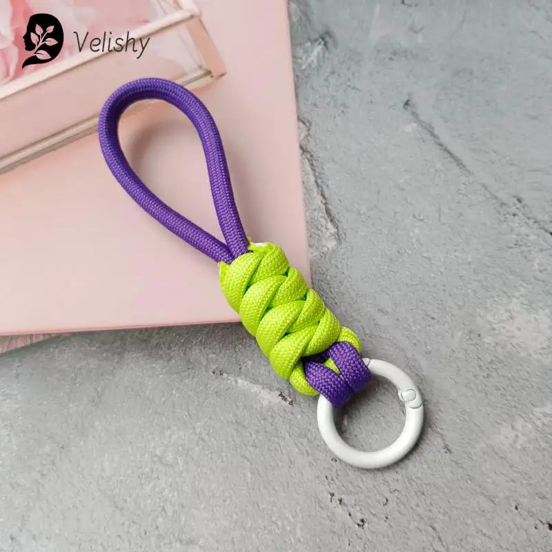 Braided Umbrella Rope Keychain Lanyard – Strong Strap for Keys and Phone Accessories