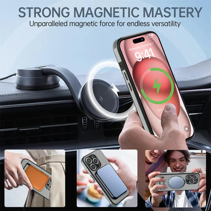 Luxury Magnetic Leather Stand Case for iPhone 17/16/15 Pro Max – MagSafe Ready