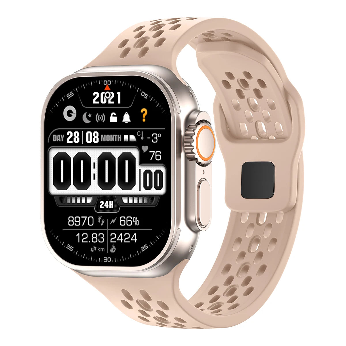 Silicone Sport Band for Apple Watch 3–Ultra, 38–49mm, Series 3–10 Adjustable Strap