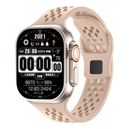 Silicone Sport Band for Apple Watch 3–Ultra, 38–49mm, Series 3–10 Adjustable Strap