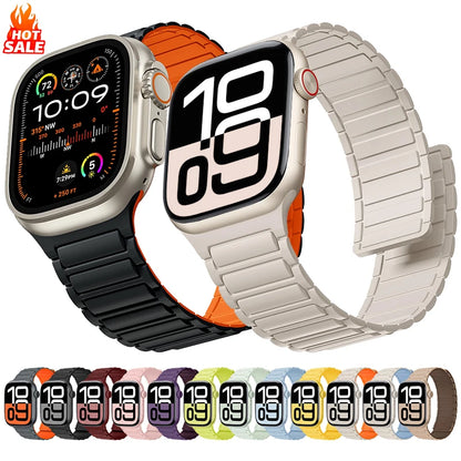 Magnetic Silicone Band for Apple Watch Ultra 3 2 Series 11 10 9 8 7 6 SE