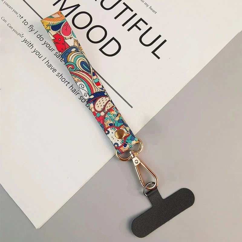 Universal Retro Pattern Phone Lanyard Adjustable Crossbody Anti-Lost Strap