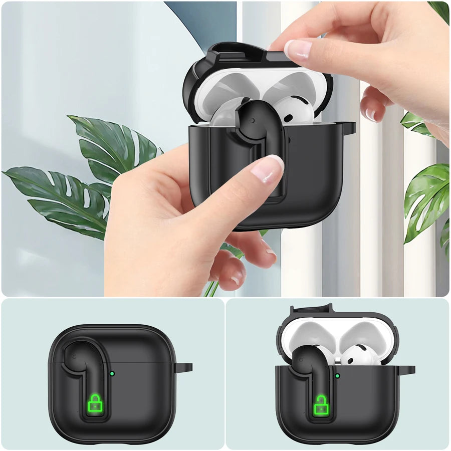 Shockproof Case with Hook for AirPods 4/3/2/Pro 2 – Luxury Protective Cover