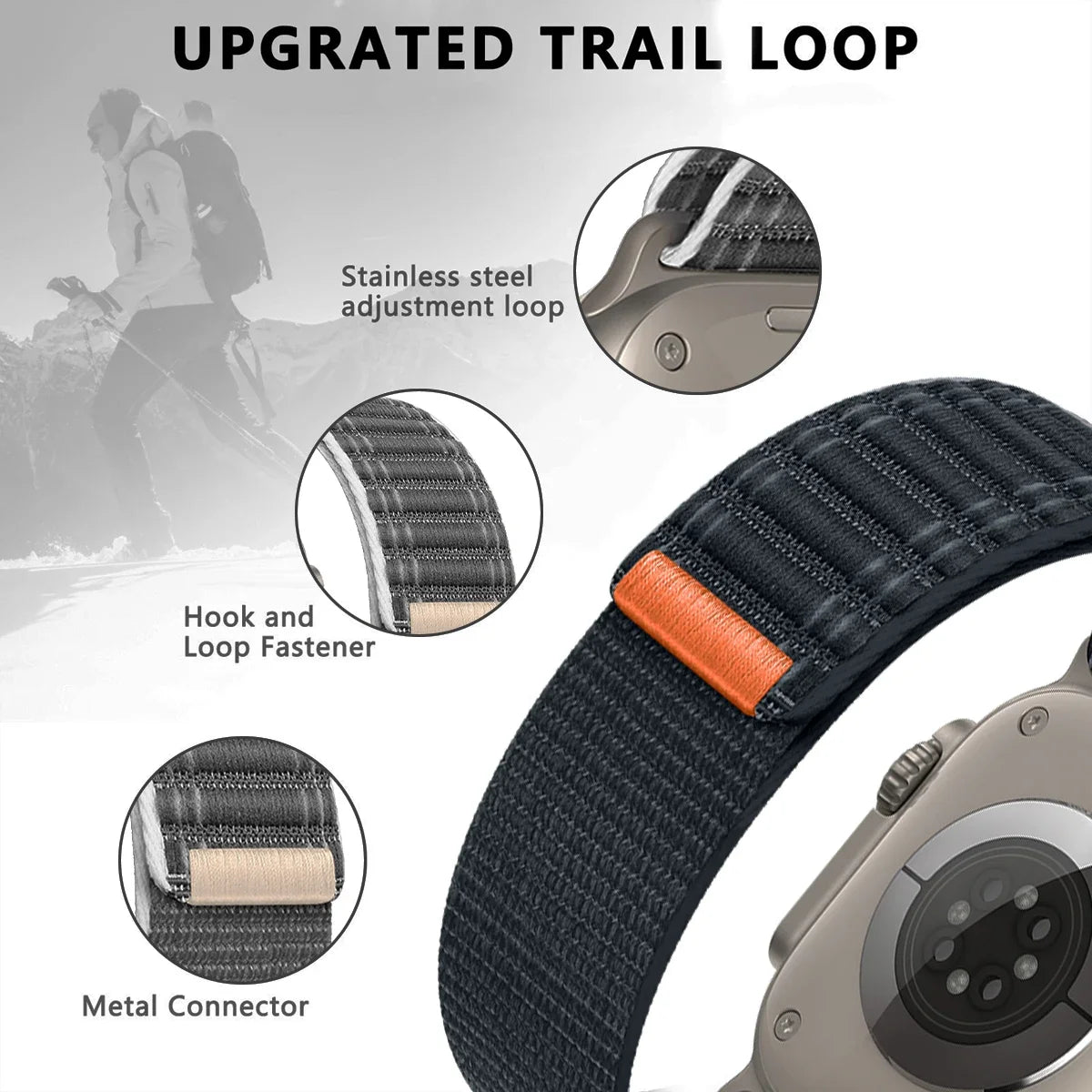 Nylon Wave Pattern Strap for Apple Watch Ultra 2 & Series 10–3, Adjustable 38–49mm Band