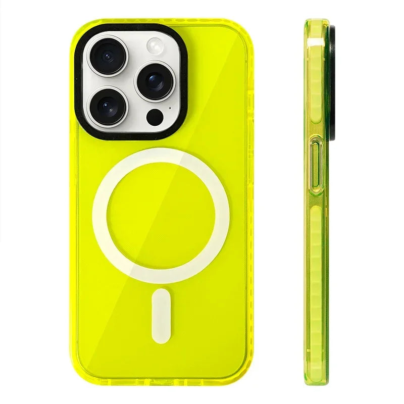 Transparent Neon MagSafe Case for iPhone 11–13 Pro Max – Silicone Bumper