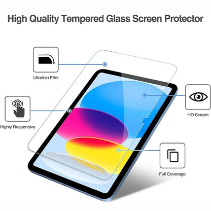 2PCS Glass Screen Protector & Tablet Case for iPad 10.2/10.9/11 Inch