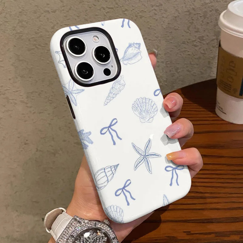 Marine Life 2-in-1 Tough Glossy Phone Case for iPhone 17–7 Plus XR