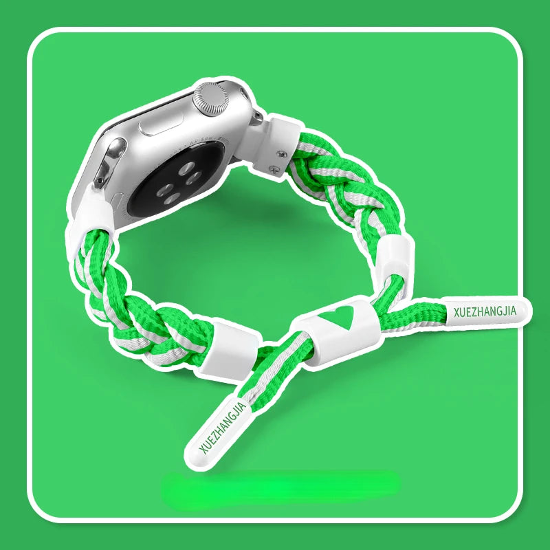 Nylon Woven Sport Strap for Apple Watch 38–45mm – Color Block Loop Band