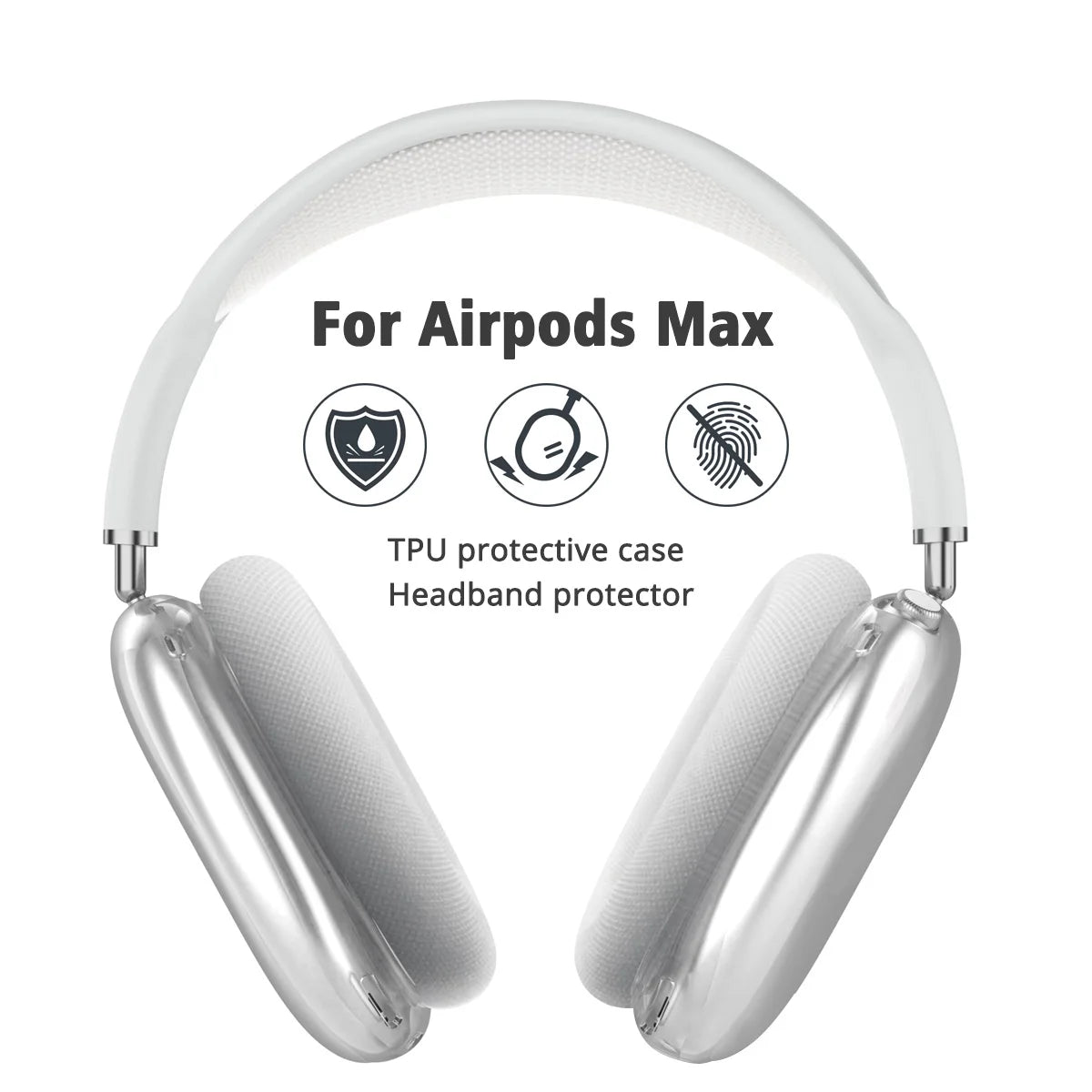 Soft Transparent TPU Protective Case for AirPods Max, Anti-Scratch Shockproof Cover