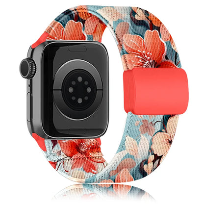 Stretchy Nylon Flower Band for Apple Watch 49–38mm Women & Men Strap