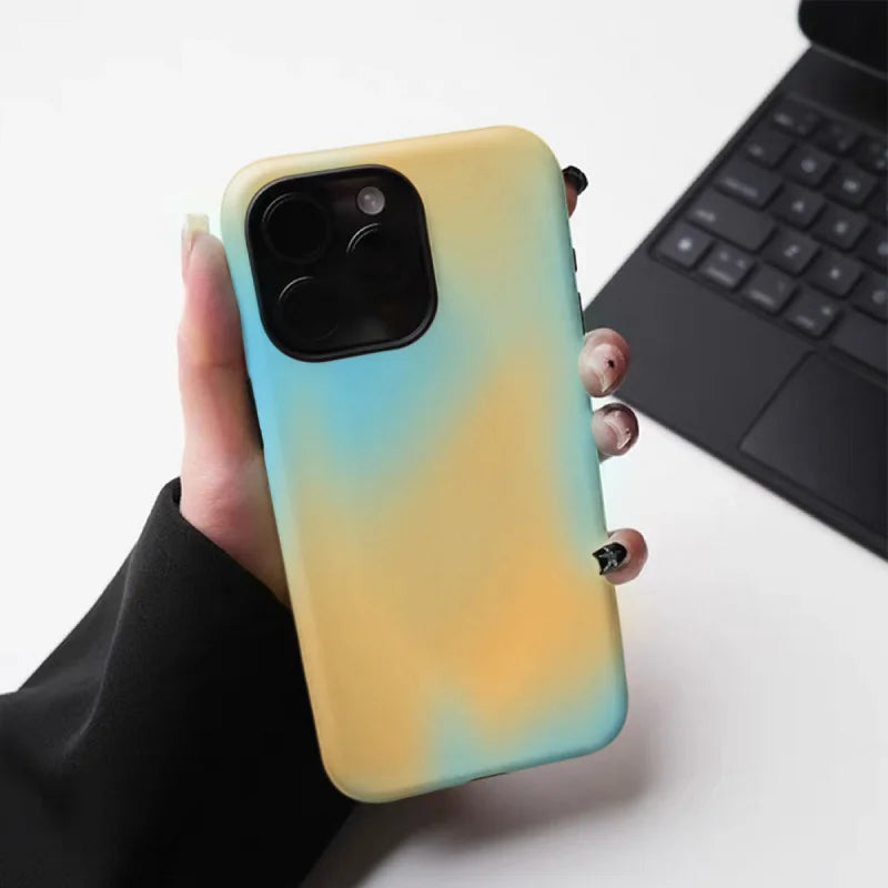 Yellow-Green Gradient Glossy Phone Case for iPhone 17–7 Plus – Tough 2-in-1