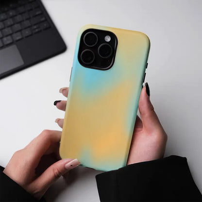 Yellow-Green Gradient Glossy Phone Case for iPhone 17–7 Plus – Tough 2-in-1
