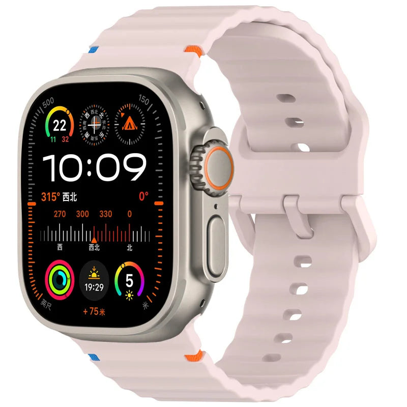 Silicone Strap for Apple Watch Ultra 2 & Series 10–6 SE, Adjustable 38–49mm Bracelet