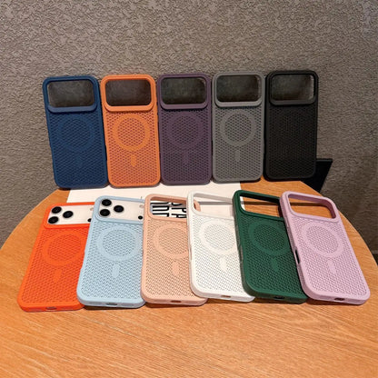 Hollow Mesh Cooling MagSafe Case for iPhone 14/13/12 Pro Max Plus Magnetic Cover