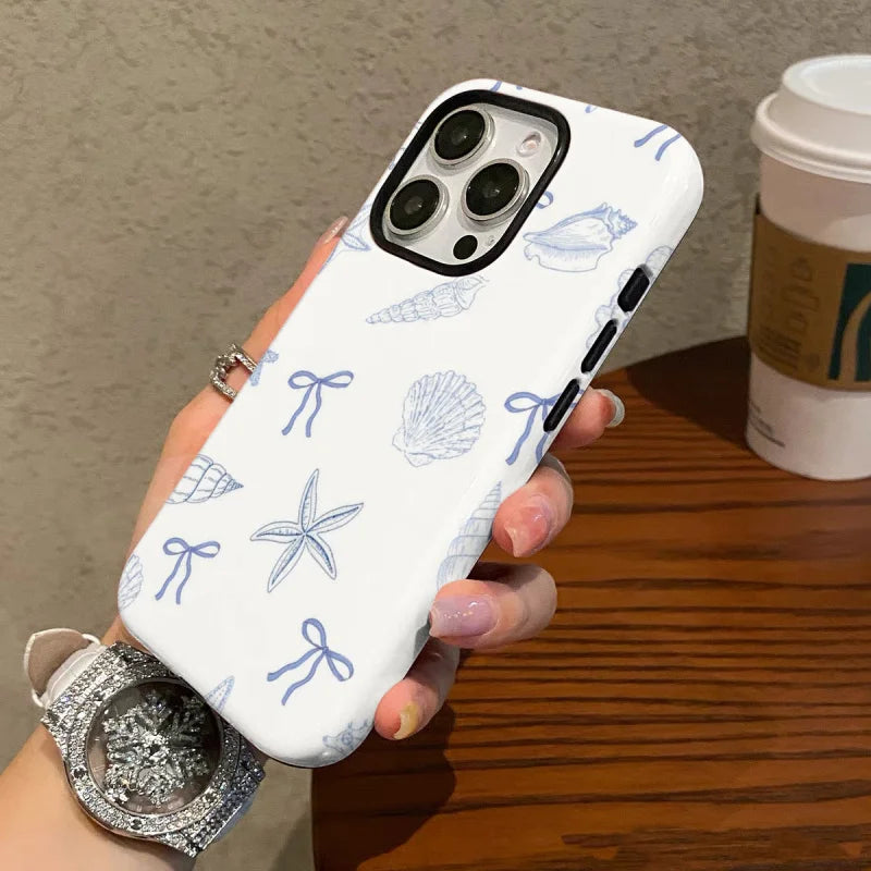 Marine Life 2-in-1 Tough Glossy Phone Case for iPhone 17–7 Plus XR