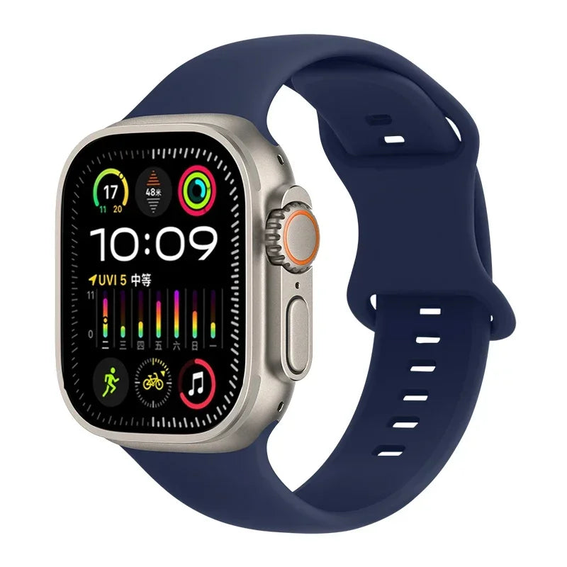 Soft Silicone Waterproof Strap for Apple Watch Ultra 2 & Series 9–SE | 49–41mm